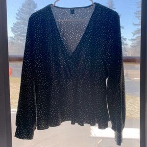 Black and white polka dot blouse